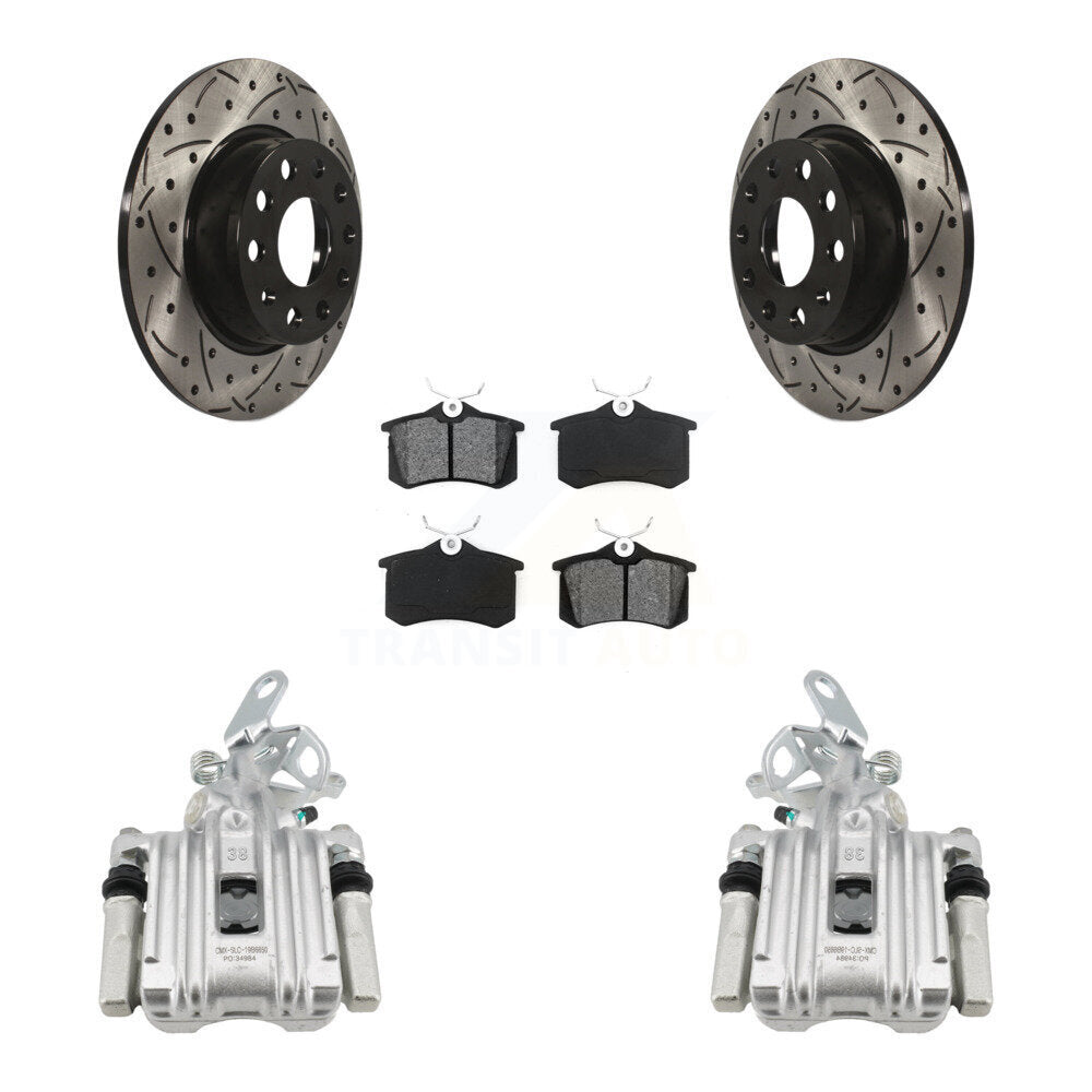 Rear Brake Coat Caliper Drill Slot Rotor Semi-Metallic Pad Kit For Audi A3 DIESEL engine KCD-100639S