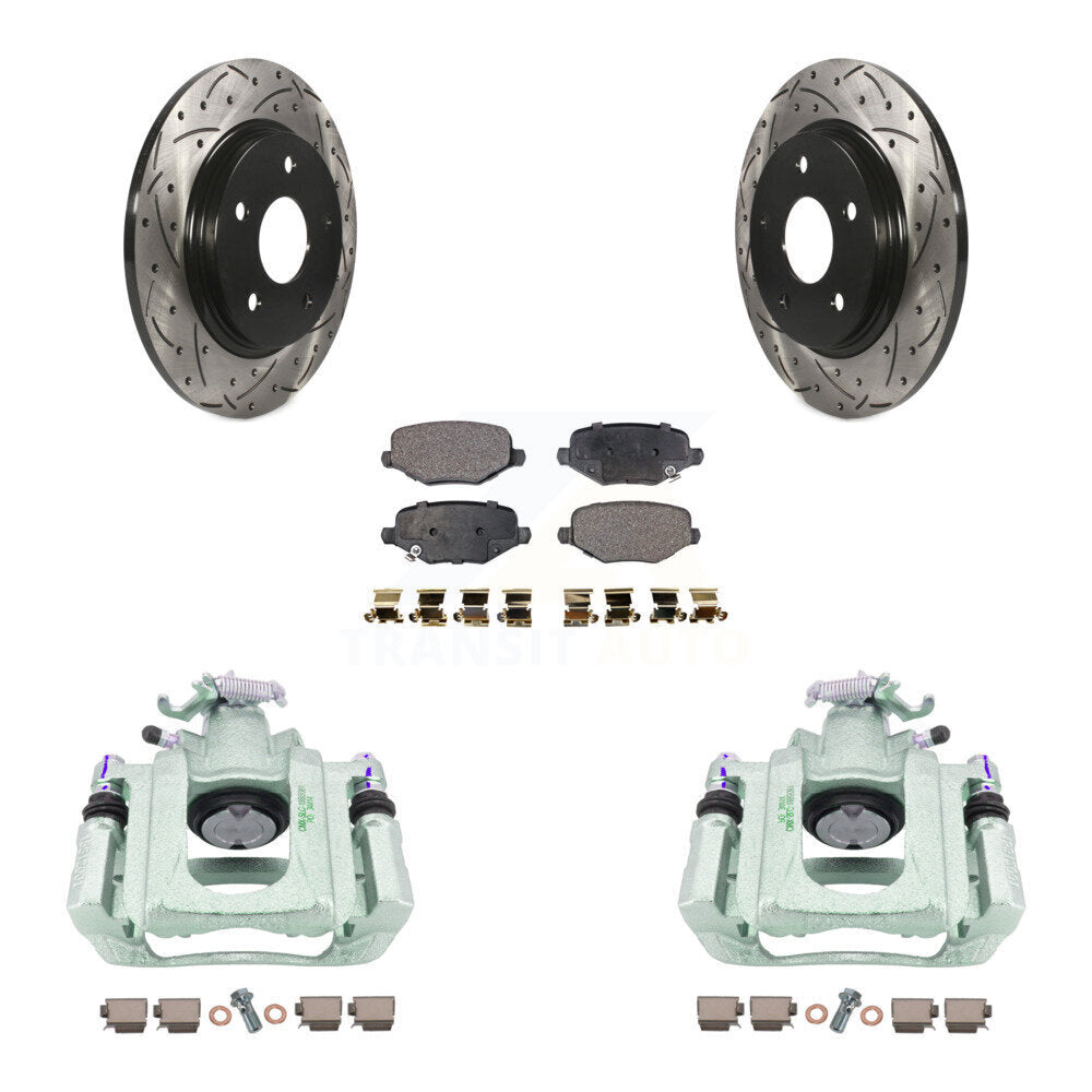 Rear Disc Brake Coated Caliper Drilled Slotted Rotors And Ceramic Pads Kit For Ram C/V KCD-100639T