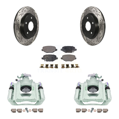 Rear Disc Brake Coated Caliper Drilled Slotted Rotors And Ceramic Pads Kit For Ram C/V KCD-100639T