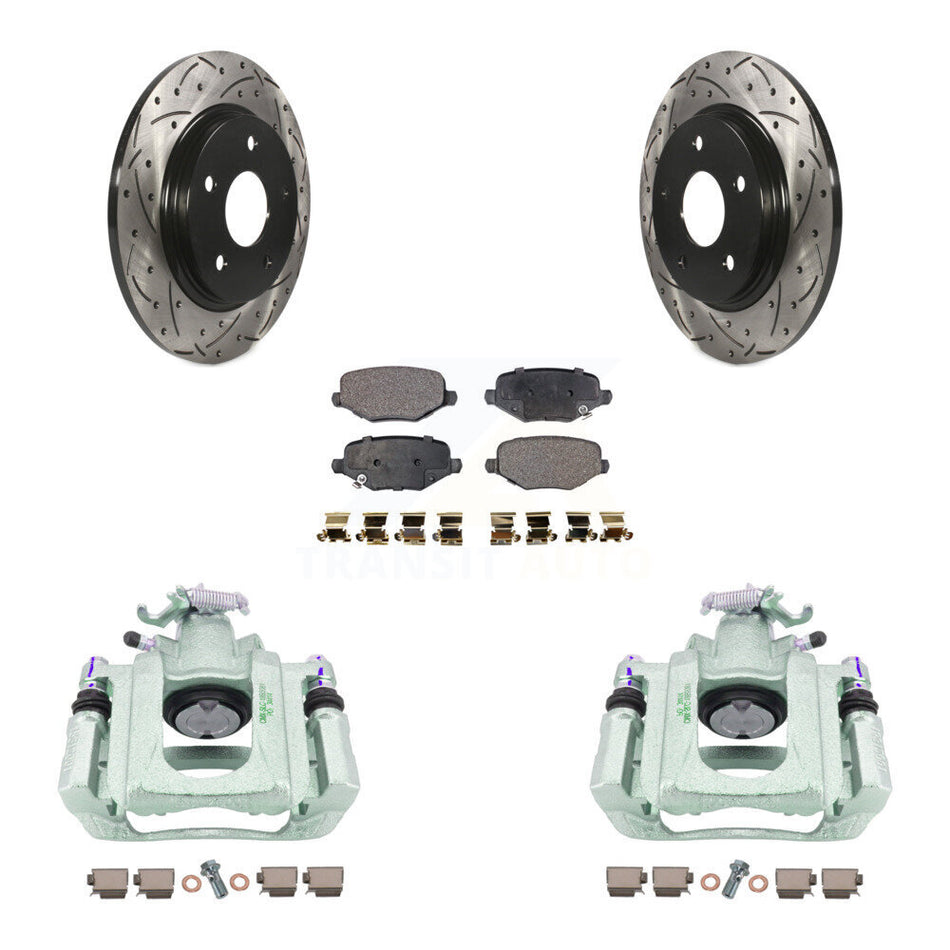 Rear Disc Brake Coated Caliper Drilled Slotted Rotors And Ceramic Pads Kit For Ram C/V KCD-100639T
