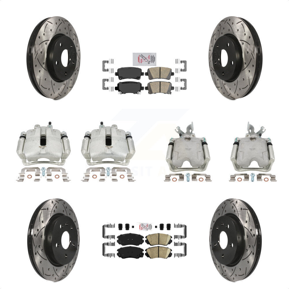 Front Rear Disc Brake Coated Caliper Drilled Slotted Rotors And Ceramic Pads Kit (10Pc) For 2010-2011 Buick LaCrosse Excluding Vehicles Manufactured In Mexico KCD-100640N by Transit Auto