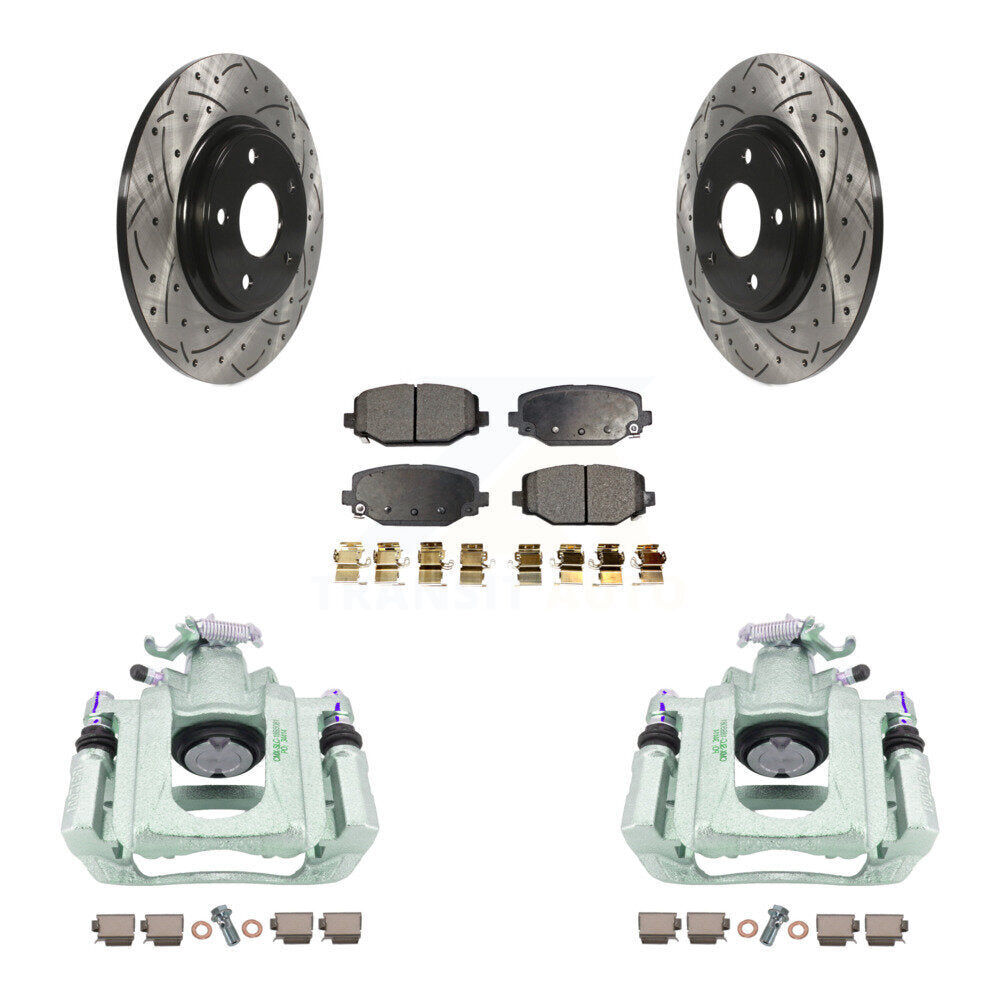 Rear Disc Brake Coated Caliper Drilled Slotted Rotors And Ceramic Pads Kit For Ram C/V KCD-100640T