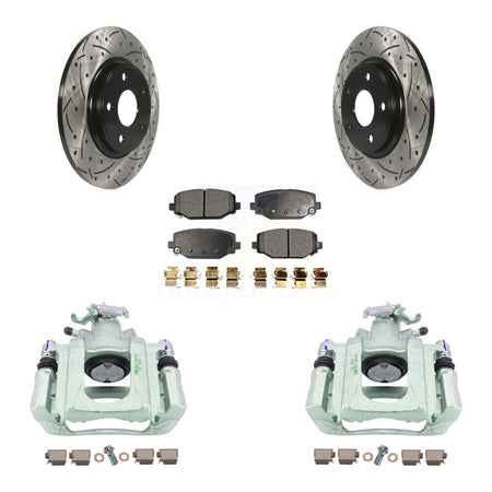 Rear Disc Brake Coated Caliper Drilled Slotted Rotors And Ceramic Pads Kit For Ram C/V KCD-100640T