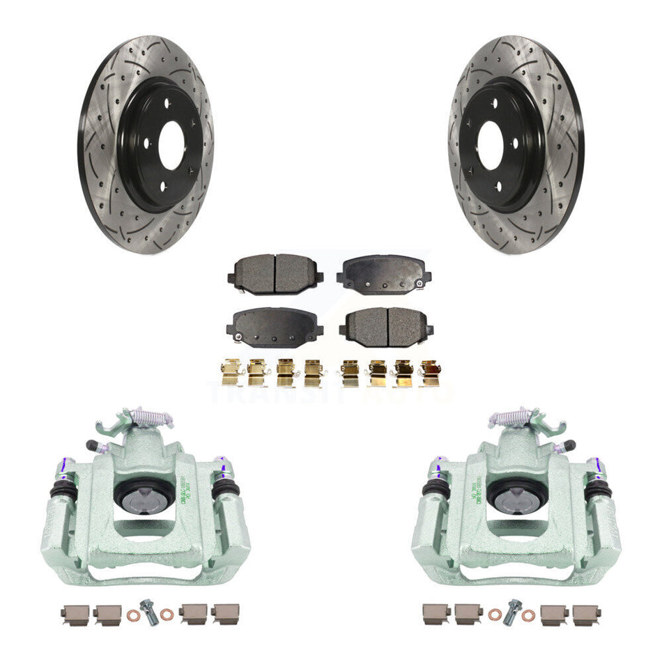 Rear Disc Brake Coated Caliper Drilled Slotted Rotors And Ceramic Pads Kit For Ram C/V KCD-100640T