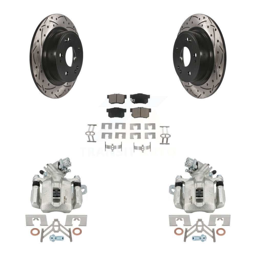 Rear Disc Brake Coated Caliper Drill Slot Rotors Ceramic Pad Kit For 2016-2018 Acura ILX KCD-100641C