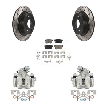 Rear Disc Brake Coated Caliper Drill Slot Rotors Ceramic Pad Kit For 2016-2018 Acura ILX KCD-100641C