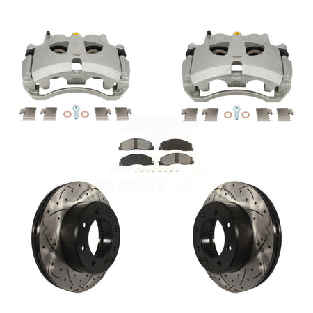 Front Brake Coat Caliper Drill Slot Rotors Semi-Metallic Pad Kit For Ram 3500 2500 Dodge KCD-100642S