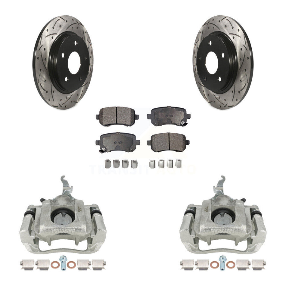 Rear Brake Coated Caliper Drilled Slot Rotor Ceramic Pad Kit For 2009-2011 Dodge Journey KCD-100643T