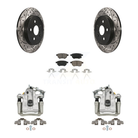 Rear Disc Brake Coated Caliper Drill Slot Rotor Ceramic Pad Kit For Toyota Prius Plug-In KCD-100644C