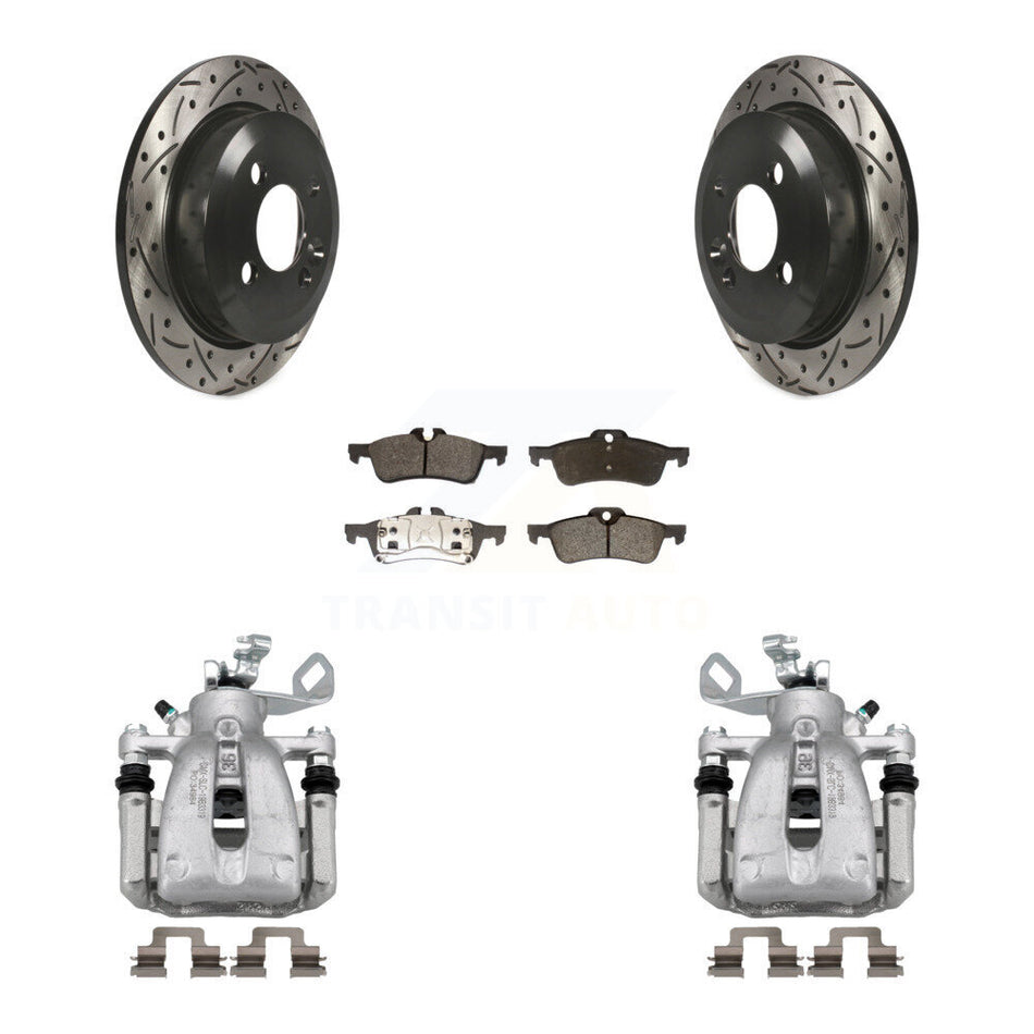 Rear Brake Caliper Drill Slot Rotor Semi-Metallic Pad Kit For 07 Mini Cooper Convertible KCD-100644P