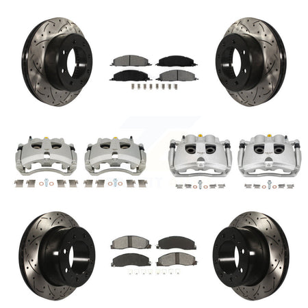 Front Rear Brake Caliper Drill Slot Rotor Semi-Metallic Pad Kit (10Pc) For Ram 3500 2500 KCD-100645S