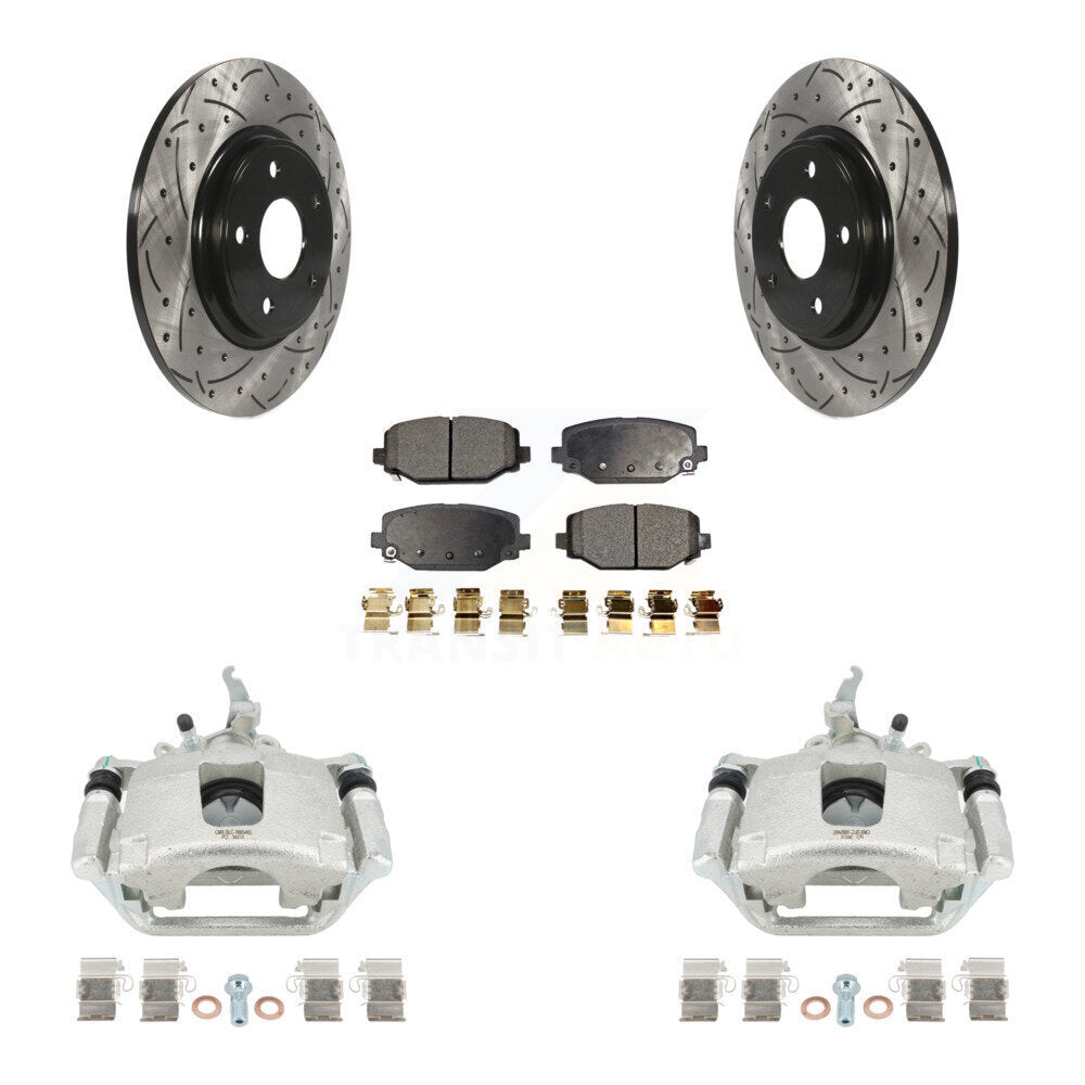 Rear Brake Coated Caliper Drilled Slot Rotor Ceramic Pad Kit For 2014-2020 Dodge Journey KCD-100646T