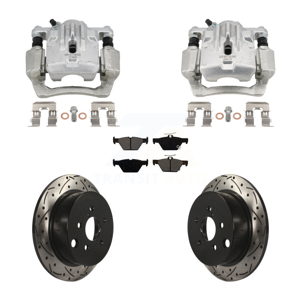 Rear Brake Coated Caliper Drill Slotted Rotor Semi-Metallic Pad Kit For Subaru Crosstrek KCD-100648S