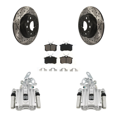 Rear Brake Caliper Drill Slot Rotors Ceramic Pad Kit For 2010-2013 Audi A3 DIESEL engine KCD-100649C