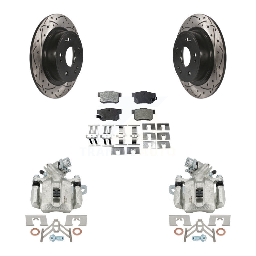 Rear Disc Brake Coated Caliper Drill Slot Rotors Ceramic Pad Kit For 2016-2018 Acura ILX KCD-100651T