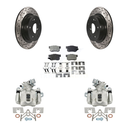 Rear Disc Brake Coated Caliper Drill Slot Rotors Ceramic Pad Kit For 2016-2018 Acura ILX KCD-100651T