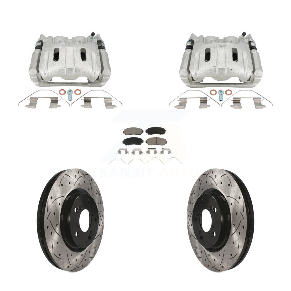 Front Brake Coated Caliper Drill Slot Rotors Ceramic Pad Kit For 2011-2014 Honda Odyssey KCD-100652C