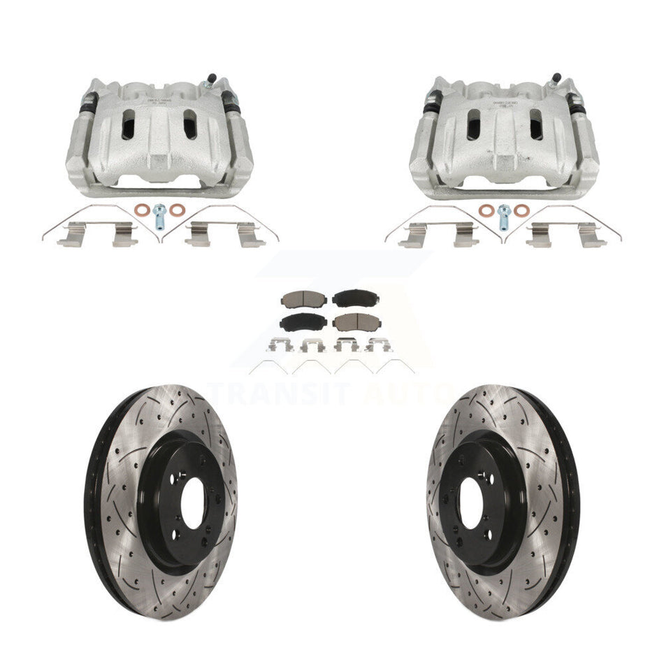 Front Brake Coated Caliper Drill Slot Rotors Ceramic Pad Kit For 2011-2014 Honda Odyssey KCD-100652C