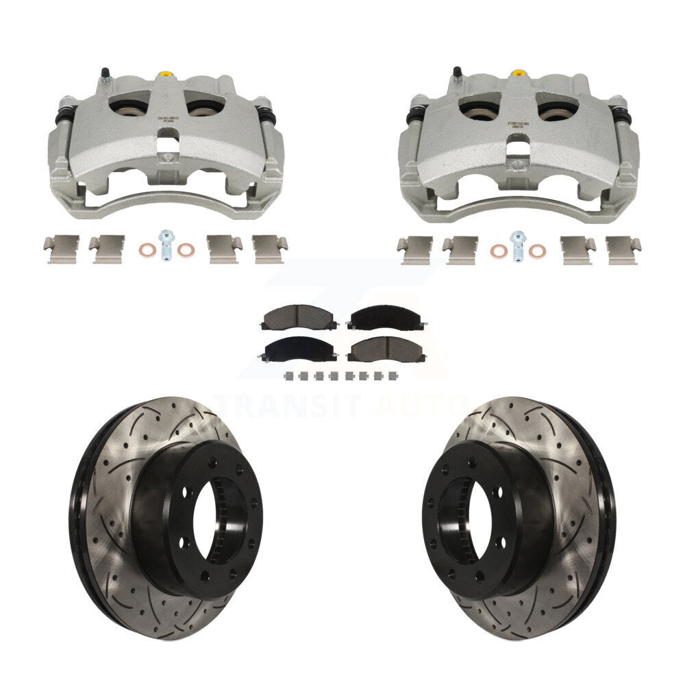 Front Disc Brake Coated Caliper Drill Slot Rotor Ceramic Pad Kit For Ram 3500 2500 Dodge KCD-100654C