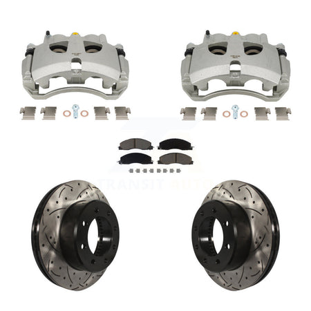 Front Disc Brake Coated Caliper Drill Slot Rotor Ceramic Pad Kit For Ram 3500 2500 Dodge KCD-100654C