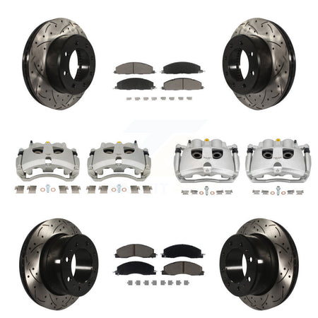 Front Rear Brake Caliper Drill Slot Rotor Ceramic Pad Kit (10Pc) For Ram 3500 2500 Dodge KCD-100655C