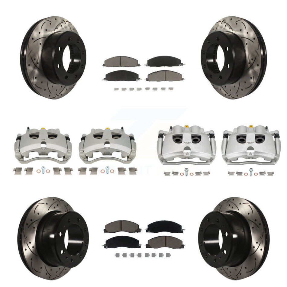 Front Rear Brake Caliper Drill Slot Rotor Ceramic Pad Kit (10Pc) For Ram 3500 2500 Dodge KCD-100655C