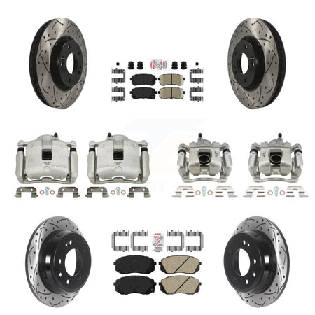 Front Rear Brake Coated Caliper Drill Slot Rotor Ceramic Pad Kit (10Pc) For Kia Sportage KCD-100655N