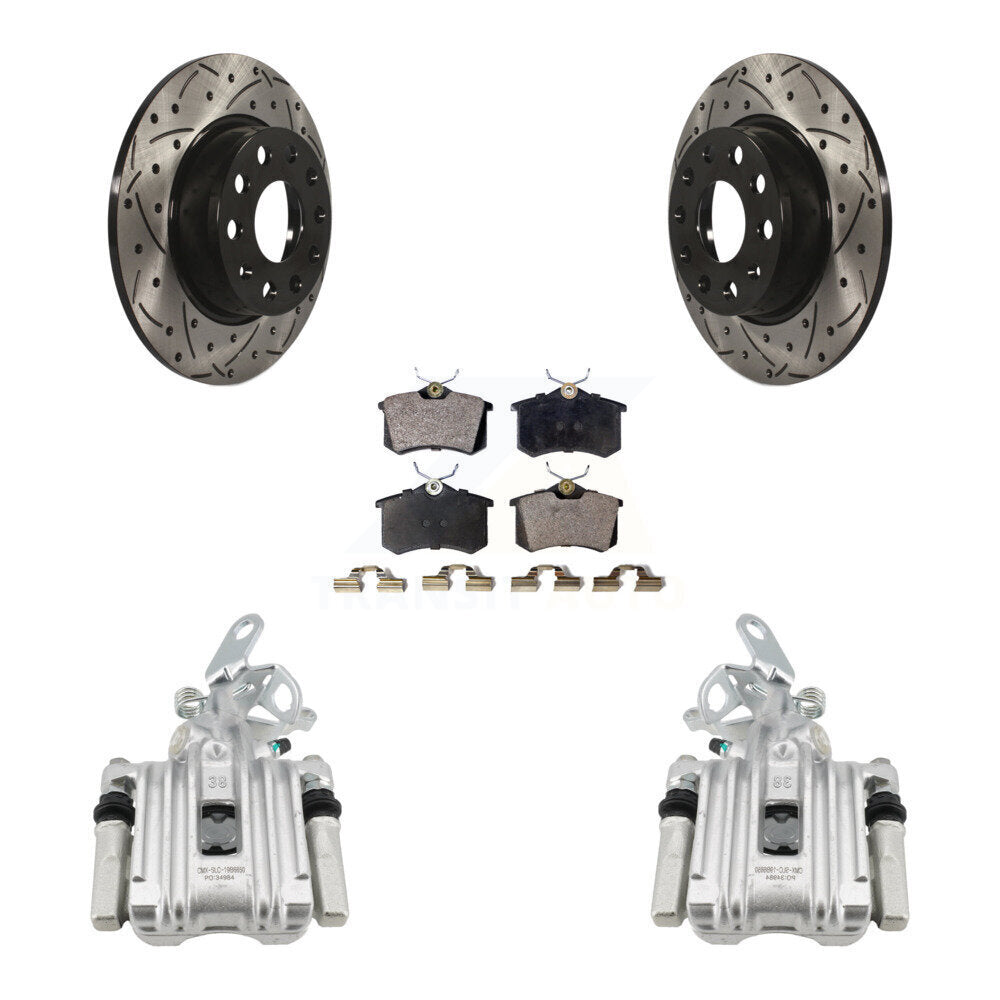 Rear Brake Coat Caliper Drill Slot Rotor Semi-Metallic Pad Kit For Audi A3 DIESEL engine KCD-100655P