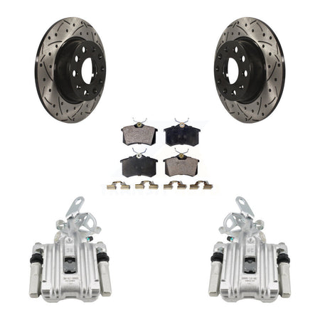 Rear Brake Coat Caliper Drill Slot Rotor Semi-Metallic Pad Kit For Audi A3 DIESEL engine KCD-100655P