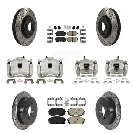 Front Rear Brake Coated Caliper Drill Slot Rotor Ceramic Pad Kit (10Pc) For Kia Sportage KCD-100657N