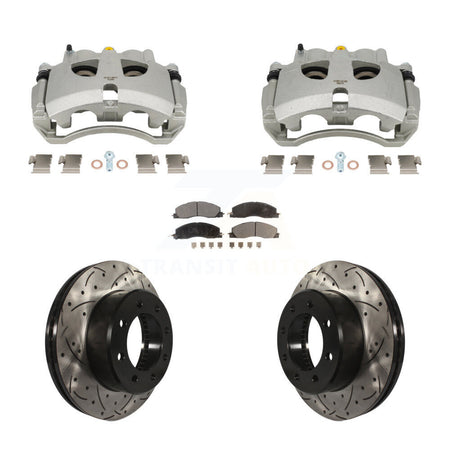Front Brake Coat Caliper Drill Slot Rotors Semi-Metallic Pad Kit For Ram 3500 2500 Dodge KCD-100660P