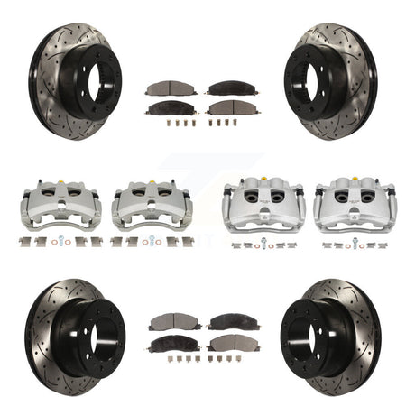 Front Rear Brake Caliper Drill Slot Rotor Semi-Metallic Pad Kit (10Pc) For Ram 3500 2500 KCD-100661P