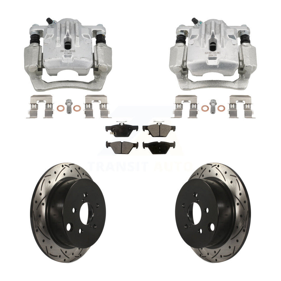 Rear Brake Coated Caliper Drill Slotted Rotor Semi-Metallic Pad Kit For Subaru Crosstrek KCD-100664P