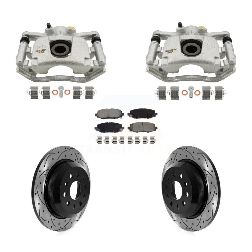 Rear Brake Caliper Drill Slot Rotors Ceramic Pad Kit For 2018-2020 Jeep Wrangler Rubicon KCD-100665C