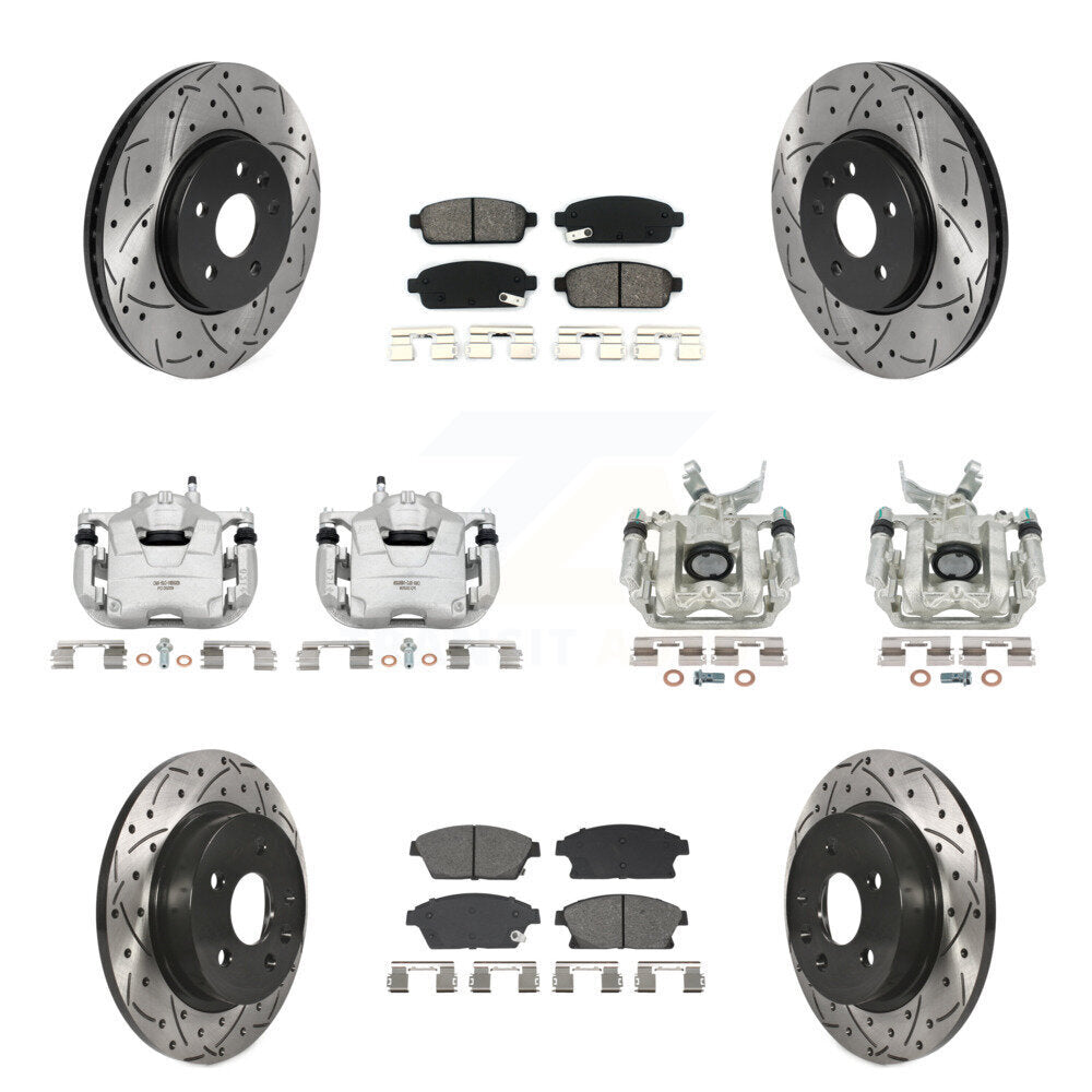 Front Rear Brake Caliper Drill Slotted Rotors Semi-Metallic Pad Kit (10Pc) For Chevrolet KCD-100667S