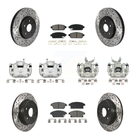 Front Rear Brake Caliper Drill Slotted Rotors Semi-Metallic Pad Kit (10Pc) For Chevrolet KCD-100667S