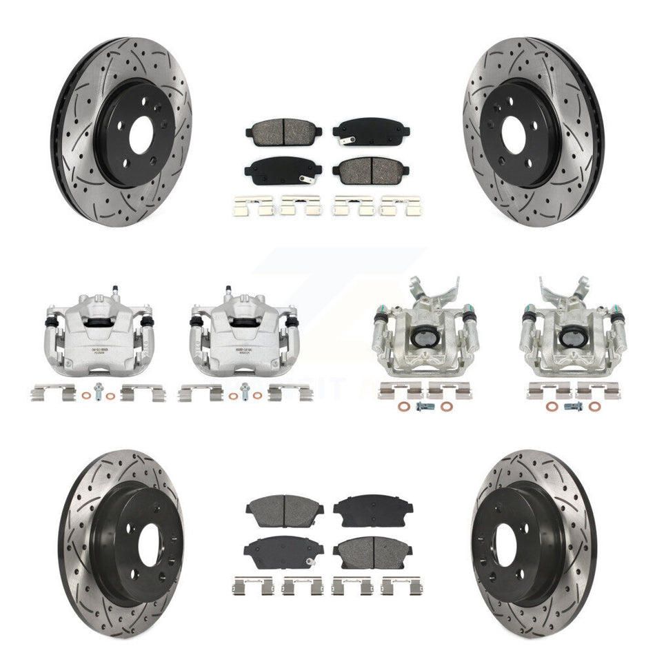 Front Rear Brake Caliper Drill Slotted Rotors Semi-Metallic Pad Kit (10Pc) For Chevrolet KCD-100667S