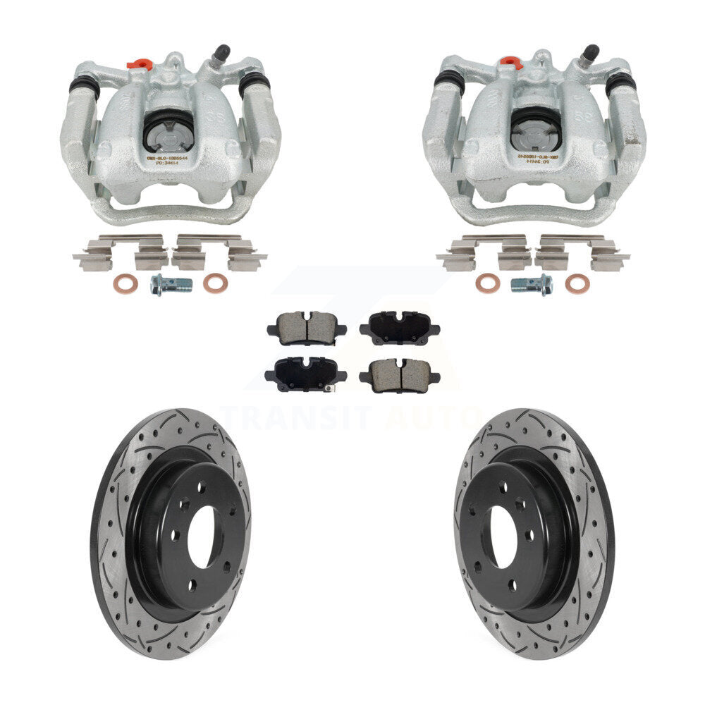 Rear Brake Caliper Drill Slotted Rotor Ceramic Pad Kit For Chevrolet Equinox GMC Terrain KCD-100668C