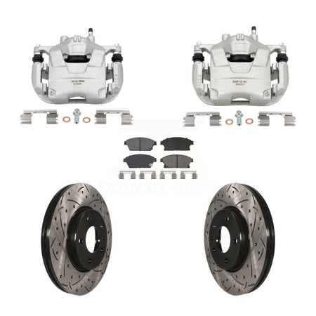 Front Brake Caliper Drill Slotted Rotors Semi-Metallic Pad Kit For Chevrolet Cruze Buick KCD-100668S
