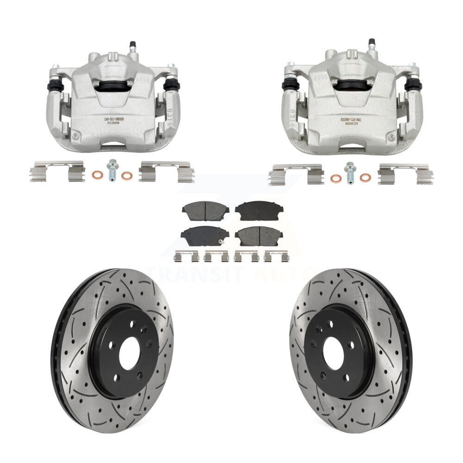 Front Brake Coat Caliper Drill Slot Rotor Semi-Metallic Pad Kit For Chevrolet Trax Buick KCD-100669S