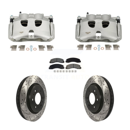 Front Brake Coat Caliper Drill Slot Rotor Semi-Metallic Pad Kit For 2018-2020 Ford F-150 KCD-100671S