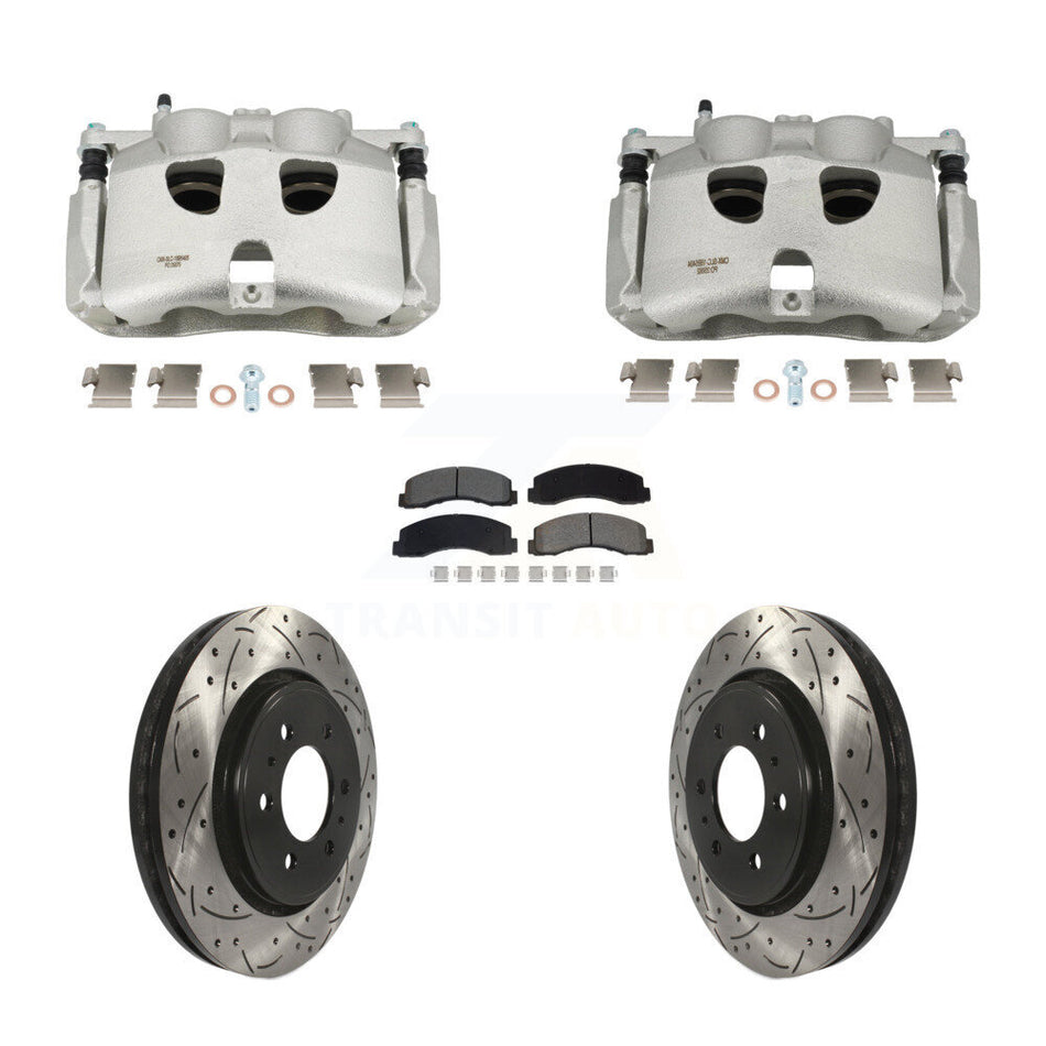 Front Brake Coat Caliper Drill Slot Rotor Semi-Metallic Pad Kit For 2018-2020 Ford F-150 KCD-100671S