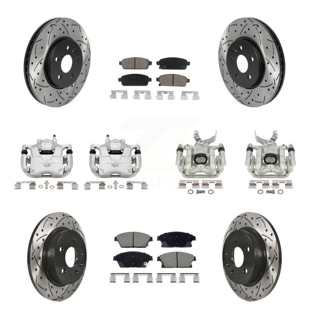 Front Rear Brake Coat Caliper Drill Slot Rotor Ceramic Pad Kit (10Pc) For Chevrolet Trax KCD-100672C