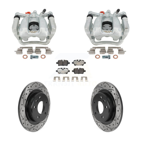 Rear Brake Coat Caliper Drill Slot Rotor Semi-Metallic Pad Kit For Chevrolet Equinox GMC KCD-100673P