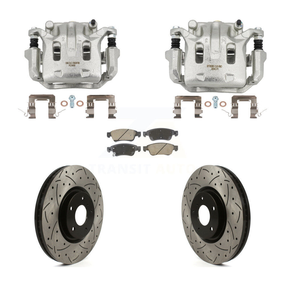 Front Brake Coat Caliper Drill Slot Rotor Ceramic Pad Kit For 2009-2013 INFINITI G37 AWD KCD-100674C