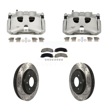 Front Brake Coated Caliper Drill Slotted Rotors Ceramic Pad Kit For 2018-2020 Ford F-150 KCD-100676C