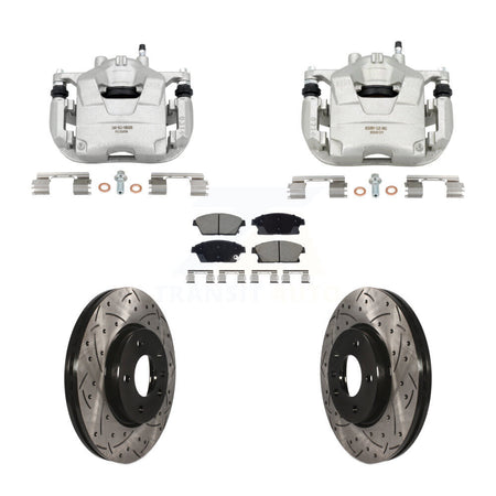 Front Brake Caliper Drill Slotted Rotor Ceramic Pad Kit For Chevrolet Cruze Buick Verano KCD-100677C