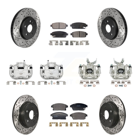 Front Rear Brake Caliper Drill Slotted Rotors Semi-Metallic Pad Kit (10Pc) For Chevrolet KCD-100677P