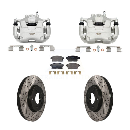 Front Brake Caliper Drill Slotted Rotors Semi-Metallic Pad Kit For Chevrolet Cruze Buick KCD-100678P