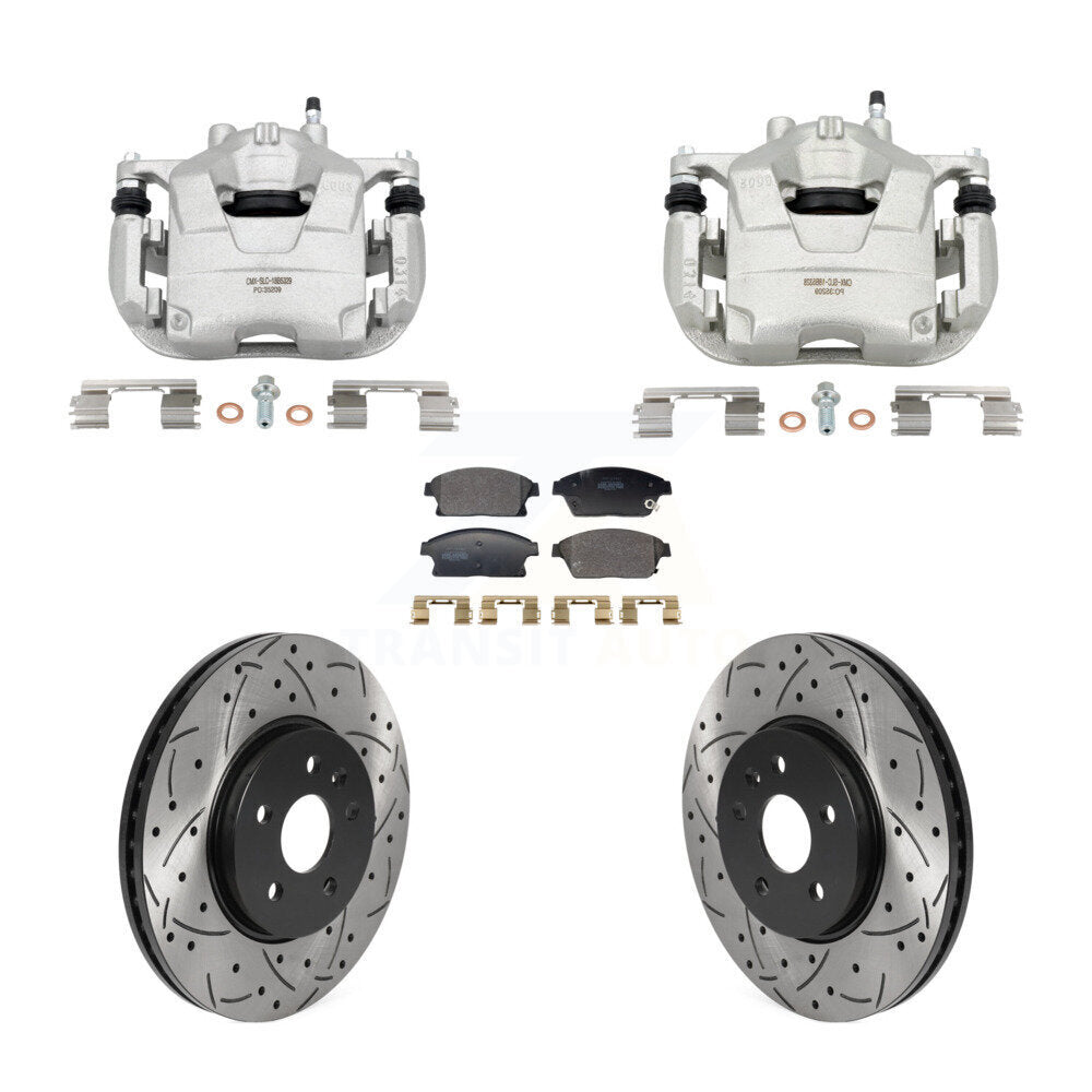 Front Brake Coat Caliper Drill Slot Rotor Semi-Metallic Pad Kit For Chevrolet Trax Buick KCD-100679P